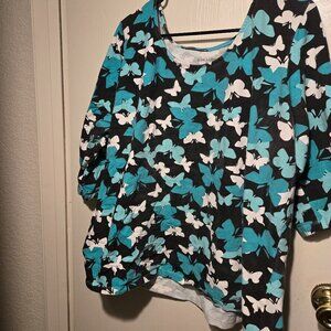 Jessica London Butterfly 3/4 Sleeve Blouse Size 22/24